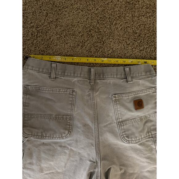 Vintage Carhartt B25-DES 36” Rare Faded Gray Distressed Canvas Carpenter Shorts - Picture 7 of 9